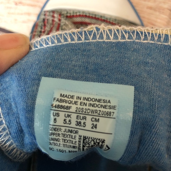 Converse Textile Leather Striped Sneakers M6 W8 - Picture 4 of 8